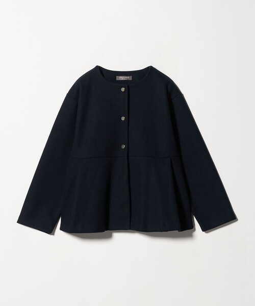 A DAY IN THE LIFE ノーカラーコート コート ニットメルトン ペプラム