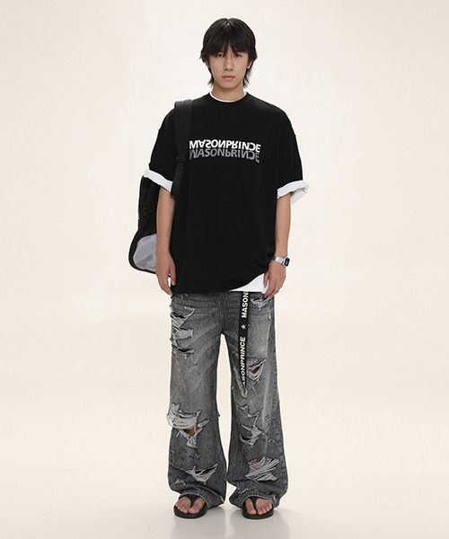 MASONPRINCE ジーンズ ハードダメージ加工デニムパンツ NZK6075 メンズ