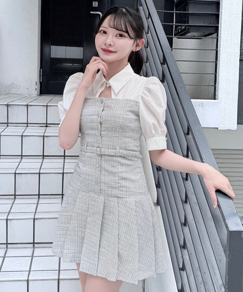 NOMAE（ノーマエ） ワンピース シャツドッキングプリーツミニ