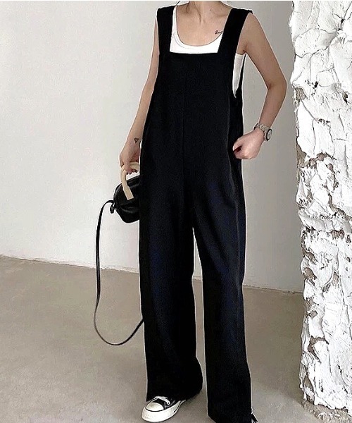 SHEENA（シーナ） サロペット オーバーオール 裾スリットリラックス