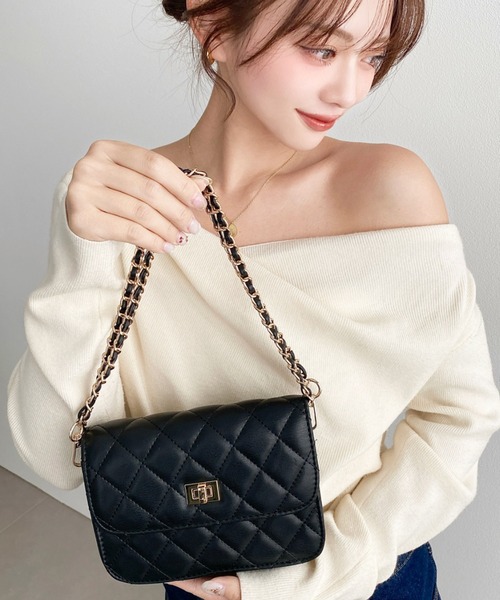 moment+ ショルダーバッグ バッグ フェイクレザーキルティング