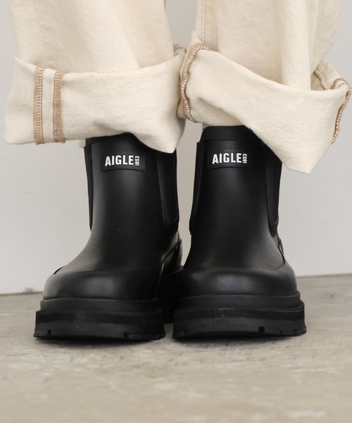 AIGLE ソフトレイン2 ラバーブーツ サイドゴア長靴 ブラック AIGLE
