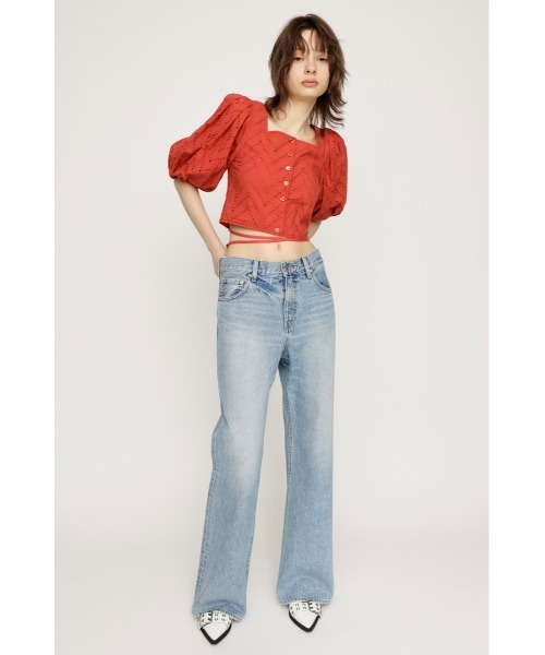 SLY（スライ） tシャツ FRONT BUTTON LACE PUFF TOPS フロント ボタン