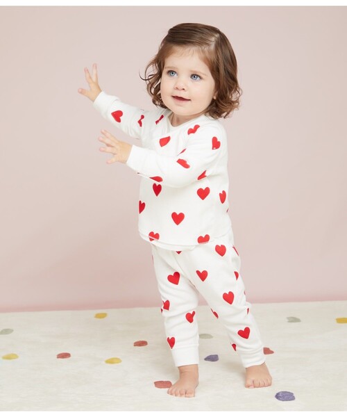 PETIT BATEAU（プチバトー） ベビー服 ロンパース ハートプリント3点