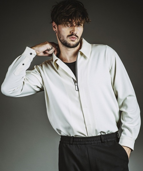 NO ID.（ノーアイディー） シャツ 「NO ID.」Fly-Front Half Zip Shirt