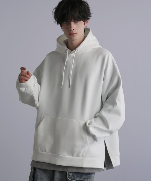 LILL（リル） パーカー ルーズシルエットサイドスリットドレープ