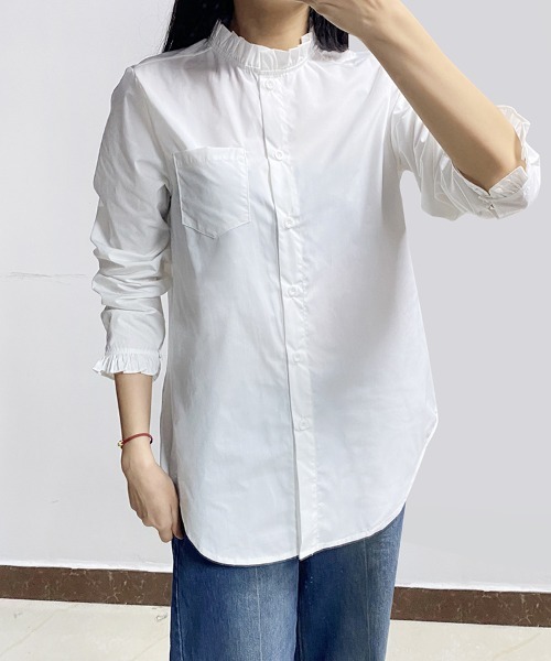 ブラウス シャツ フリルネックシャツ レディース : ZOZOTOWN Yahoo!店