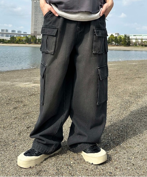 ジーンズ オーバーサイズバギーカーゴデニム メンズ レディース