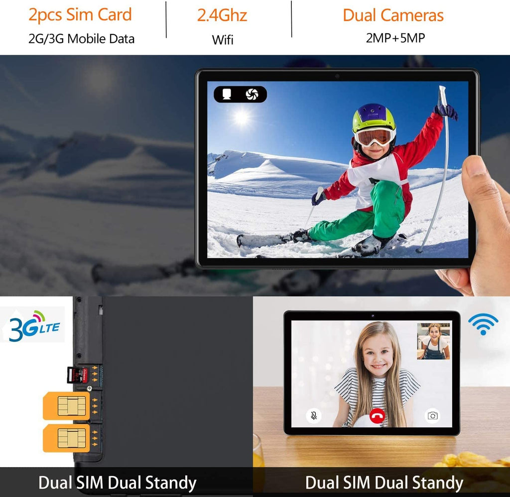 Tablet 10.1 Inch Android Tablet 2GB RAM+32GB RO Dual Sim Card Slo