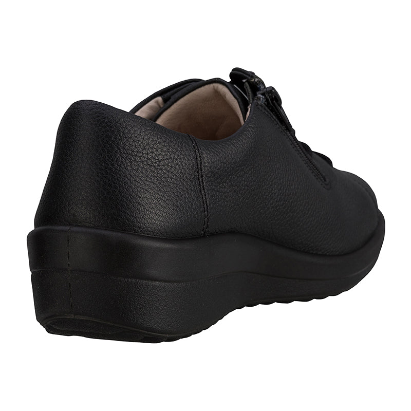 アキレス・ソルボ C 347 黒｜牛革4Eファスナー付きシューズ