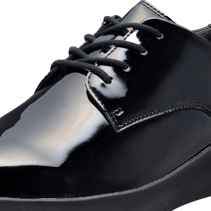 アキレス・ソルボ H 591 エナメル/黒｜牛革3E厚底シューズ｜エナメル