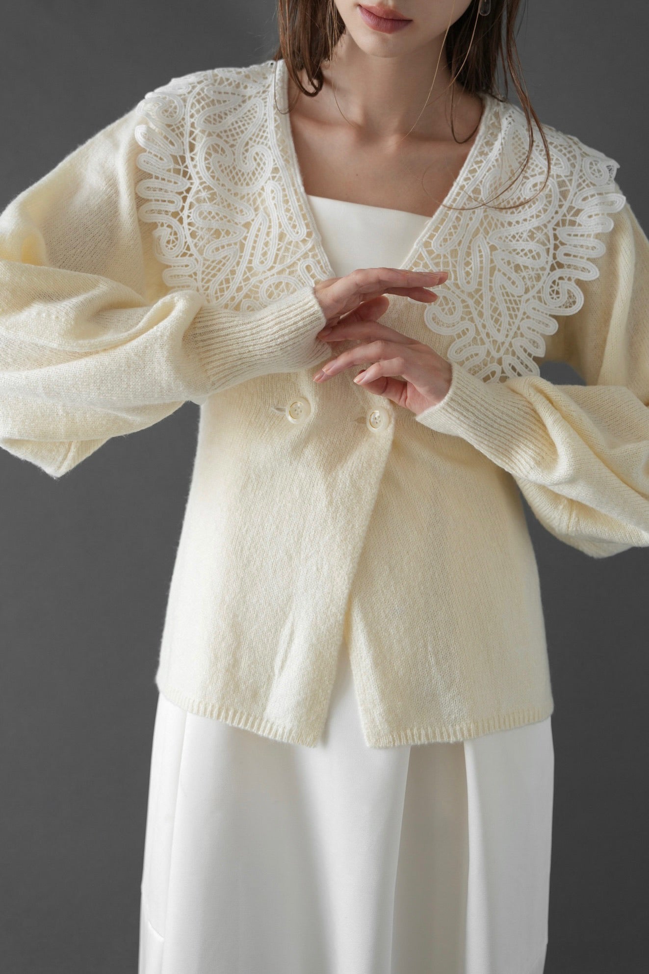 lace collar knit cardigan – Acka online store