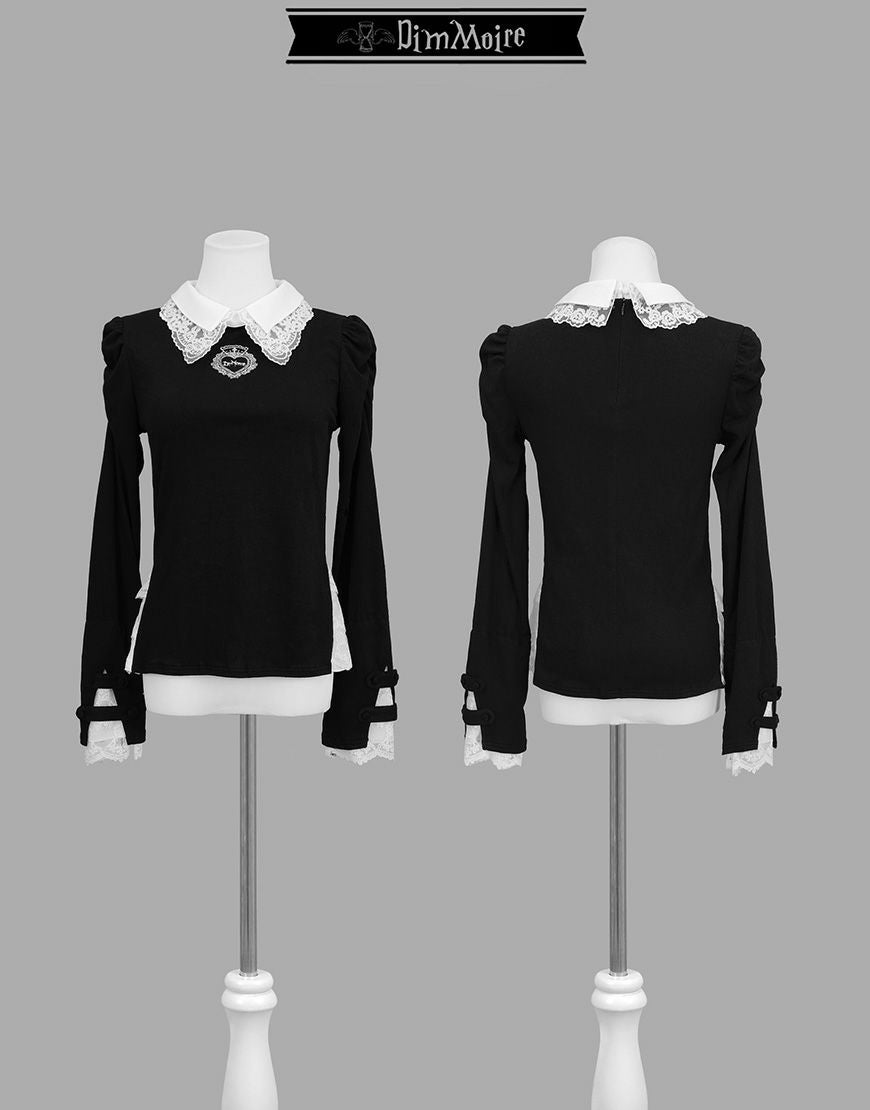 DimMoire【ディムモアール】おすましレース襟トップス/Black×White