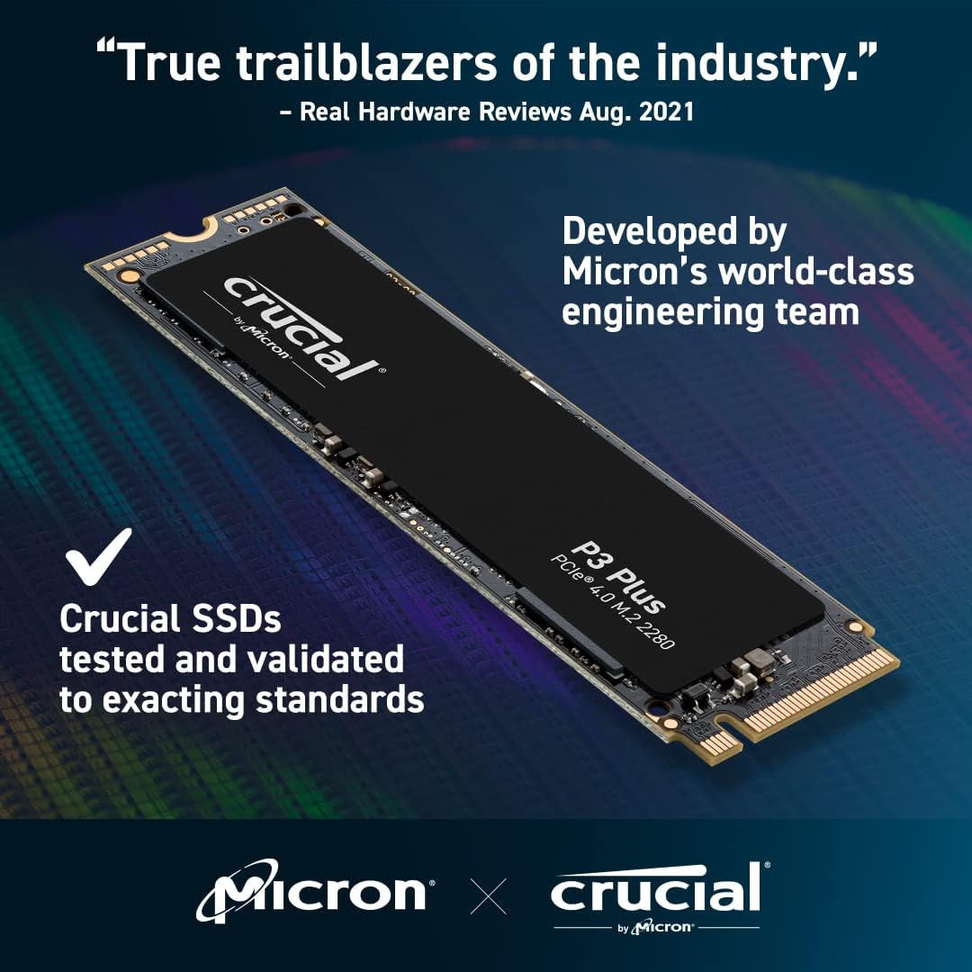 Crucial P3 Plus 1TB PCIe Gen4 3D NAND NVMe M.2 SSD, up to 5000MB/s