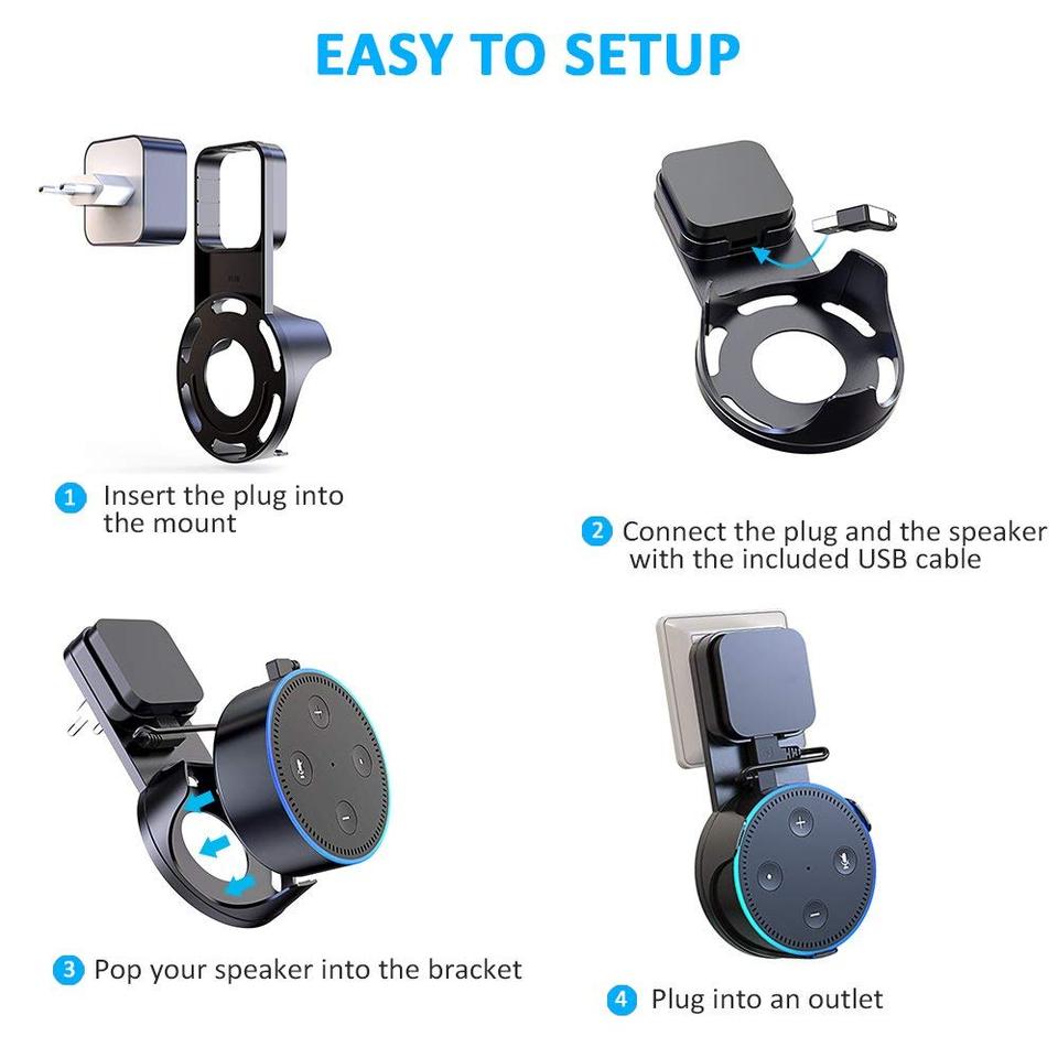 Alexa,Echo,Dot第2世代の壁掛けブラケット,uk/EU互換,マイクロUSB