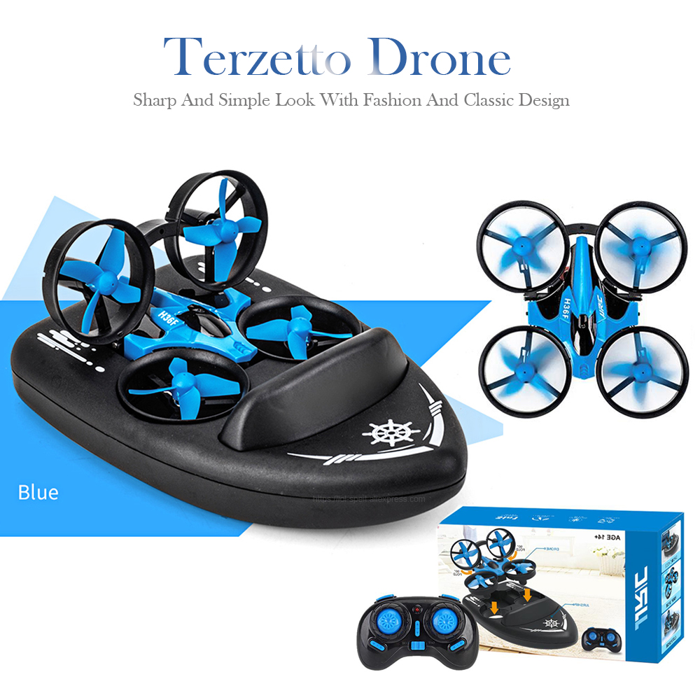 JJRC H36F RC Mini Drone 3in1 TERZETTO Boat Car Water Ground Mode