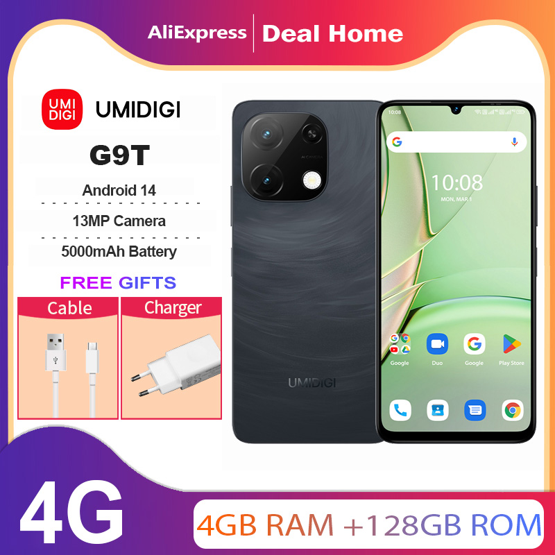 UMIDIGI G9T,4GB + 128GB,Android 14,Octa-Core,5000mAh,13 MP AI