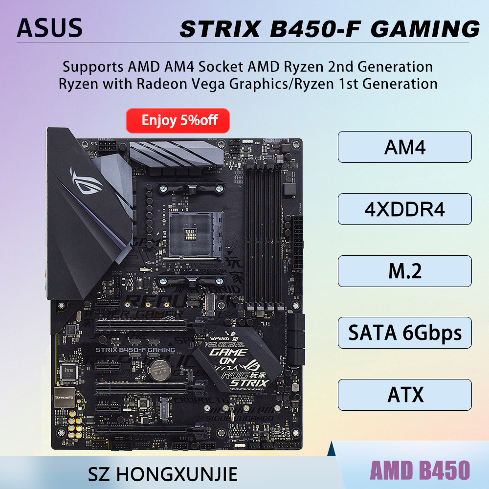 ASUS STRIX B450-F GAMING マザーボード AM4 CPU対応 Ryzen 5 5600