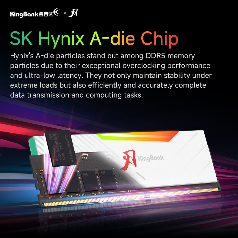 KingBank White RGB DDR5 MEMORY 16GBx2 8000MHz 32GB Hynix A die