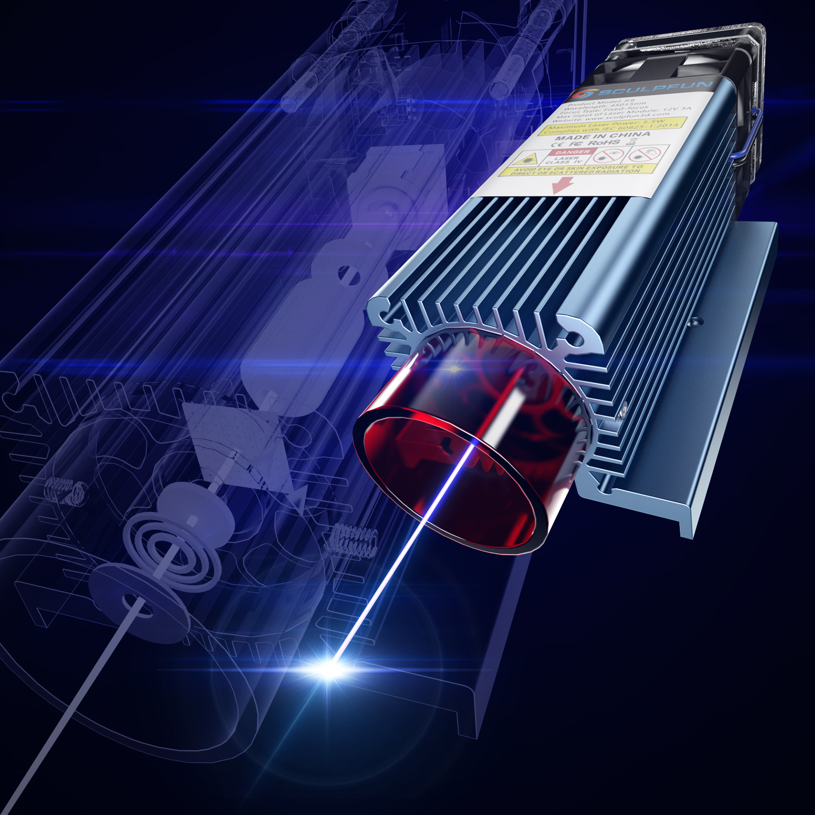 SCULPFUN S9 90W 効果レーザー彫刻機 超薄型レーザービーム整形技術