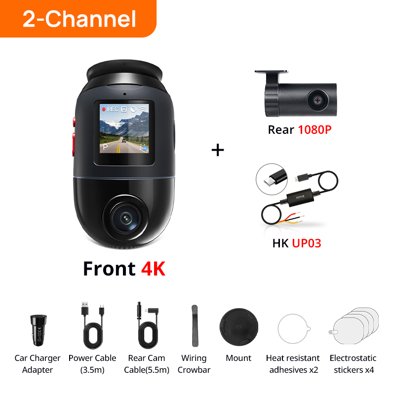 Global Version 70mai Dash Cam 4K Omni X800 360° Rotating Dual