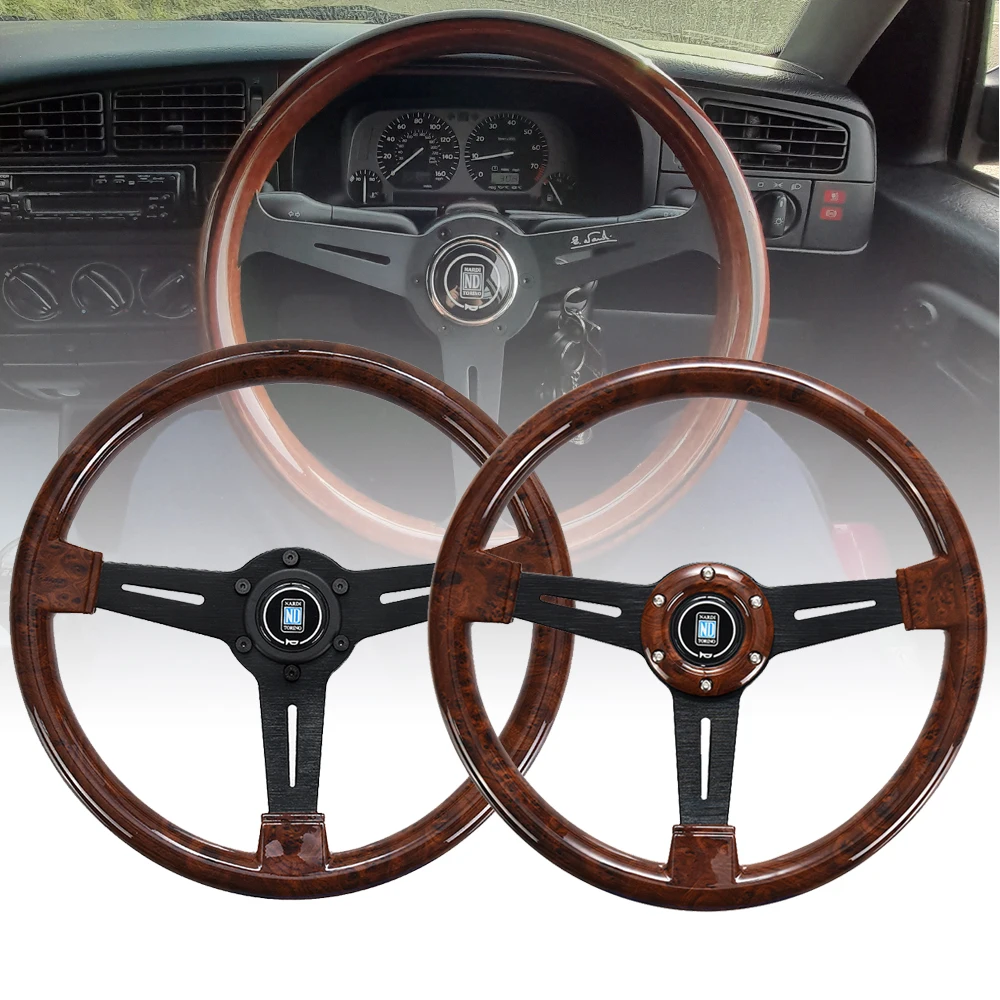 Nardi 14 インチ木目レーシングステアリングホイール 350 ミリメートル