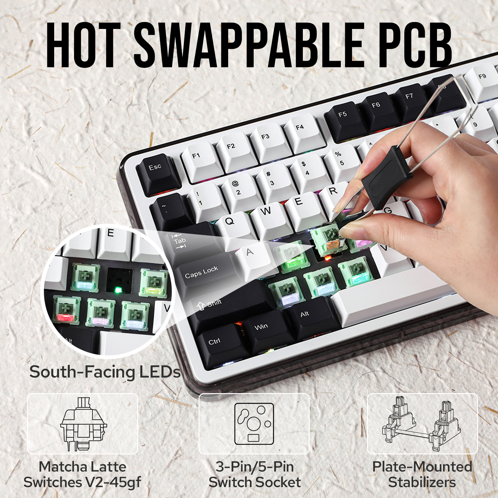 KiiBOOM Breeze 75 75% Aluminium & Acrylic Hot Swappable Wired