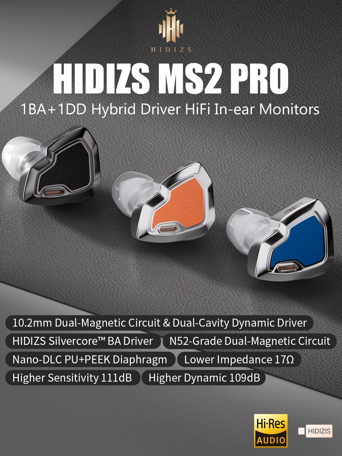 Hidizs MS2 PRO 1DD +1BA Hybrid Driver IEMs