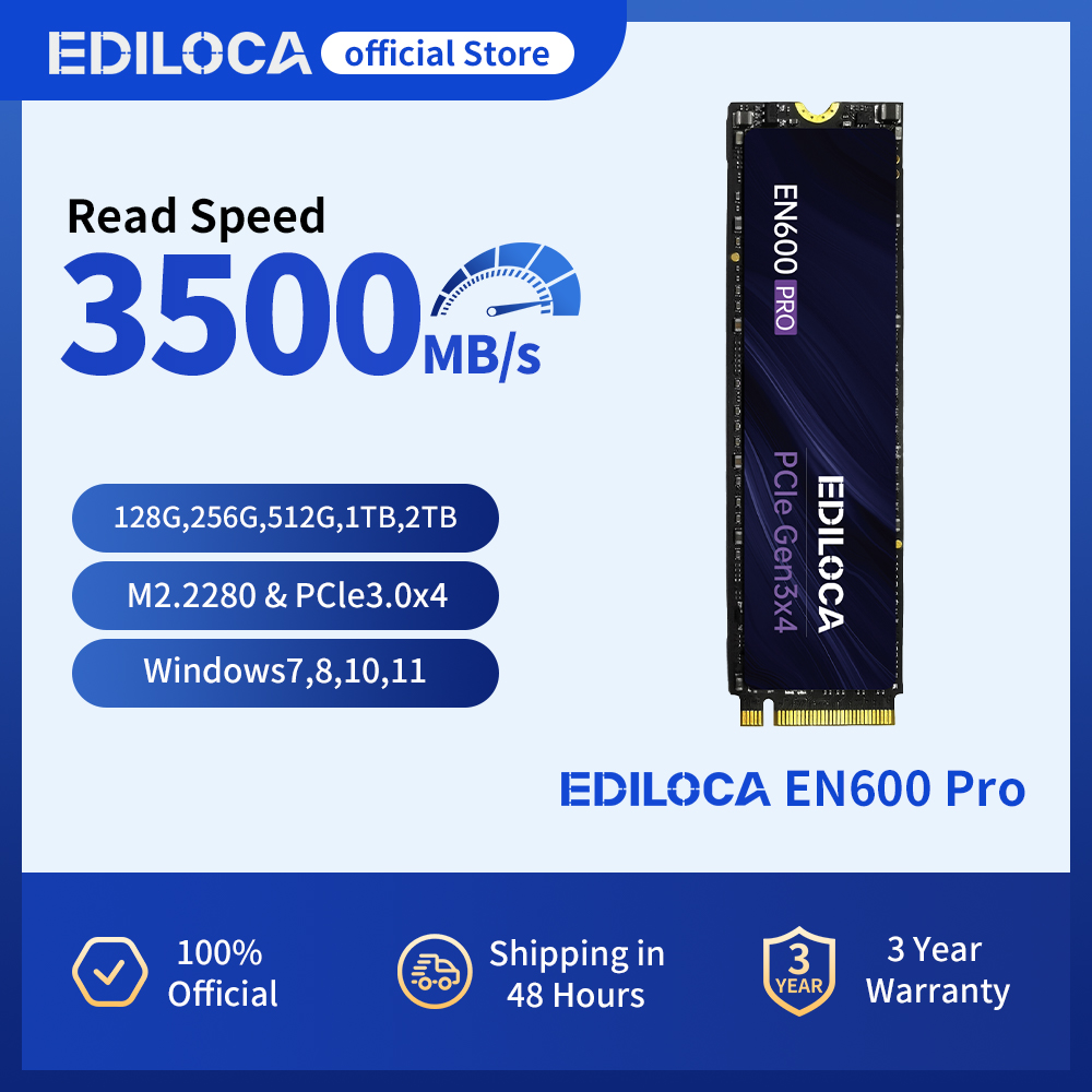 Ediloca EN600 PRO SSD 3500MB/秒 PCIe3.0x4 NVMe M.2 2280 SSD 3D