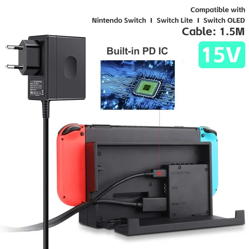 AC アダプター充電器互換性のある Nintendo Switch EU/US プラグ NS