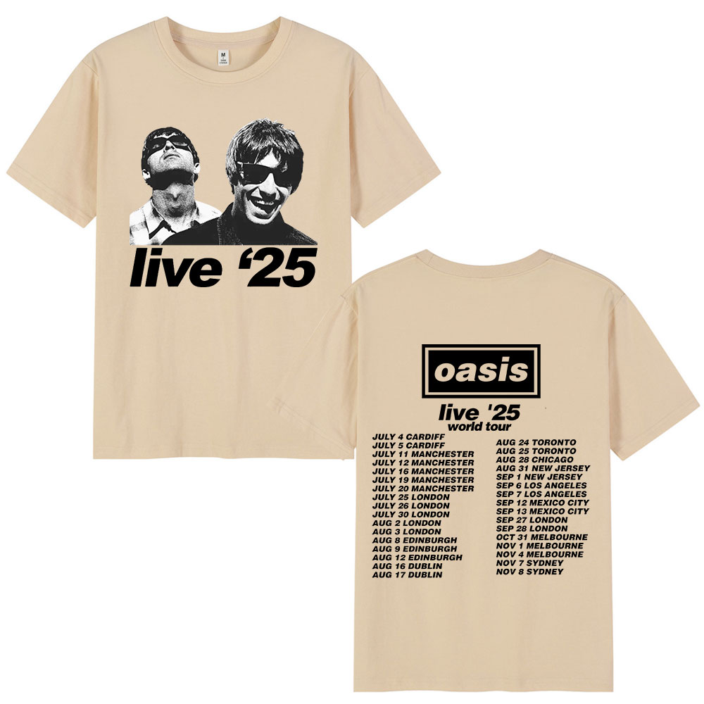 British Rock Band O-Oasis Live 25 Tour T-Shirts Mens Women Casual