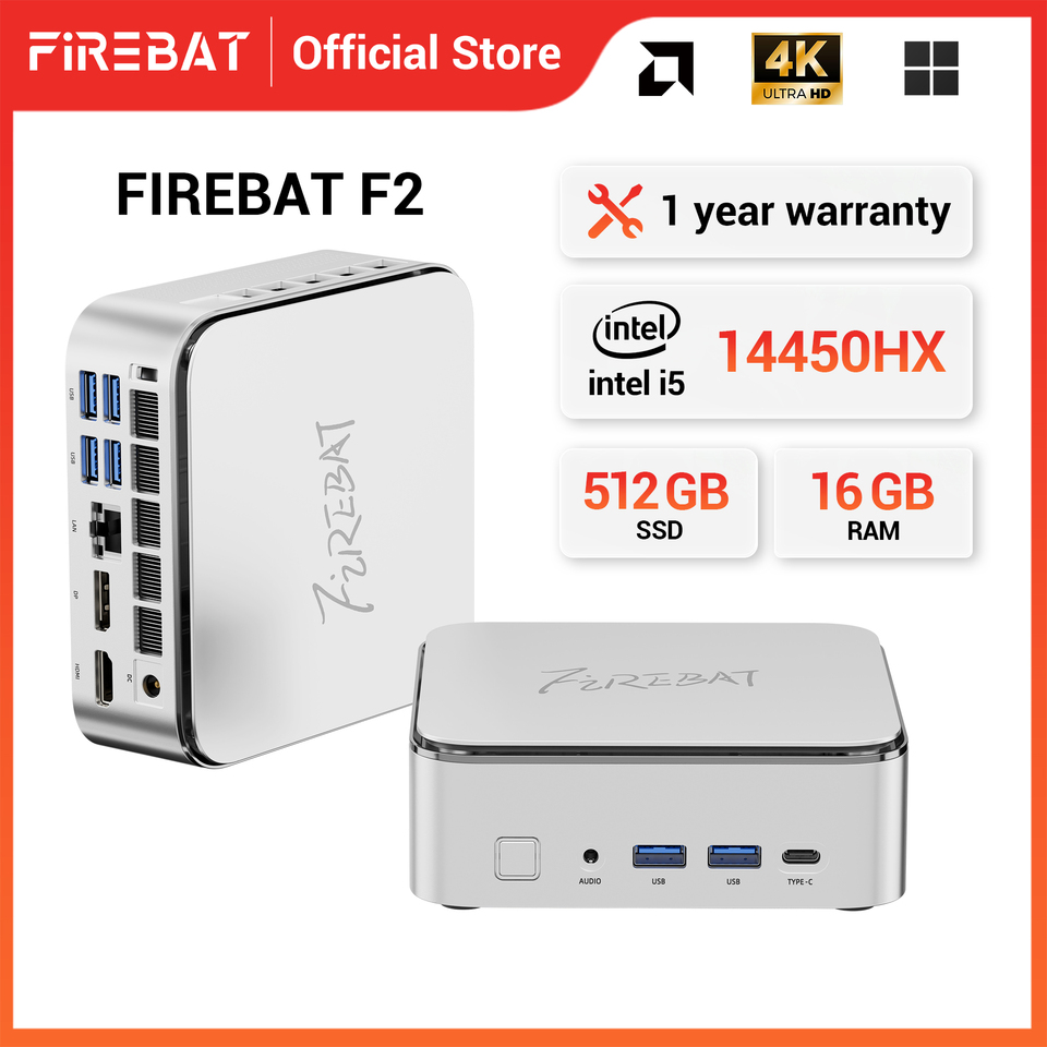FIREBAT F2 MINI PC Intel i5-14450HX DDR4 16GB RAM 512GB SSD WIFI6