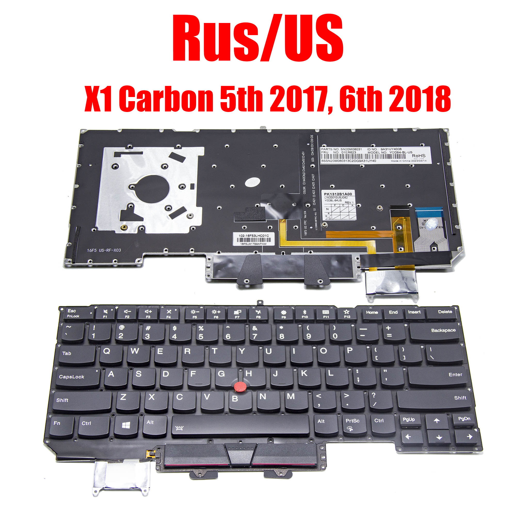 US Russian Keyboard for Lenovo ThinkPad X1 Carbon 5th 2017 6th