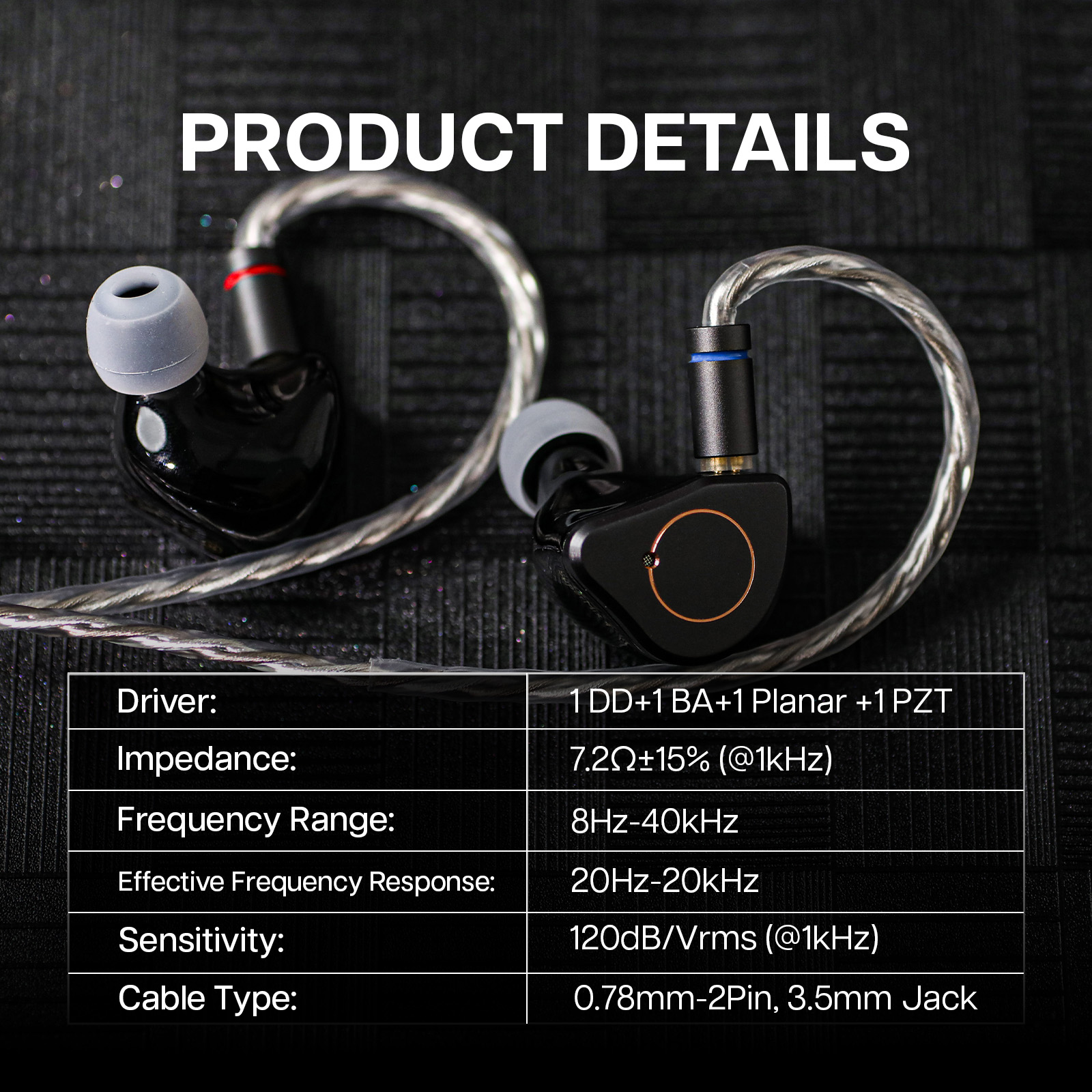 SIMGOT SuperMix 4 1DD+1BA+1Planar +1PZT ハイブリッドドライバー