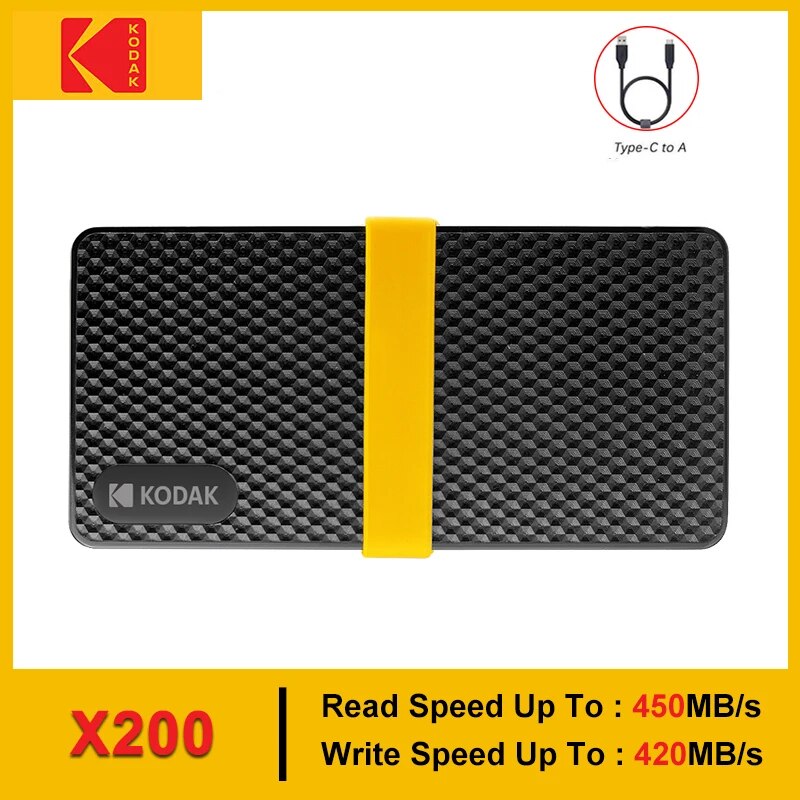Kodak X200 Portable SSD 2TB 1TB USB 3.1 Type C External Drive Hard