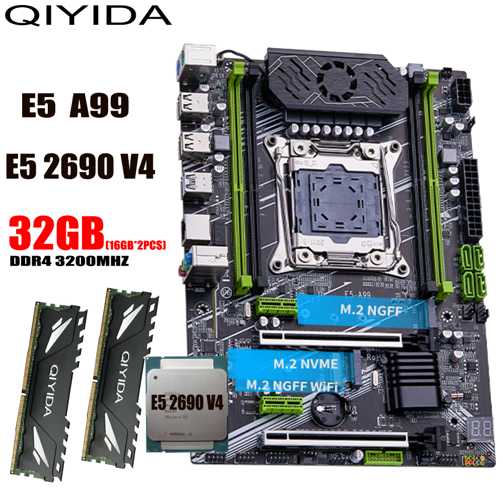 QIYIDA X99 Motherboard Set LGA 2011-3 Xeon E5 2690 V4 CPU