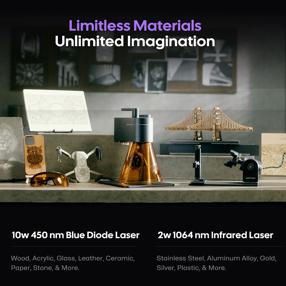 LASERPECKER 4 LP4 レーザー彫刻機すべての材料用デュアルライト