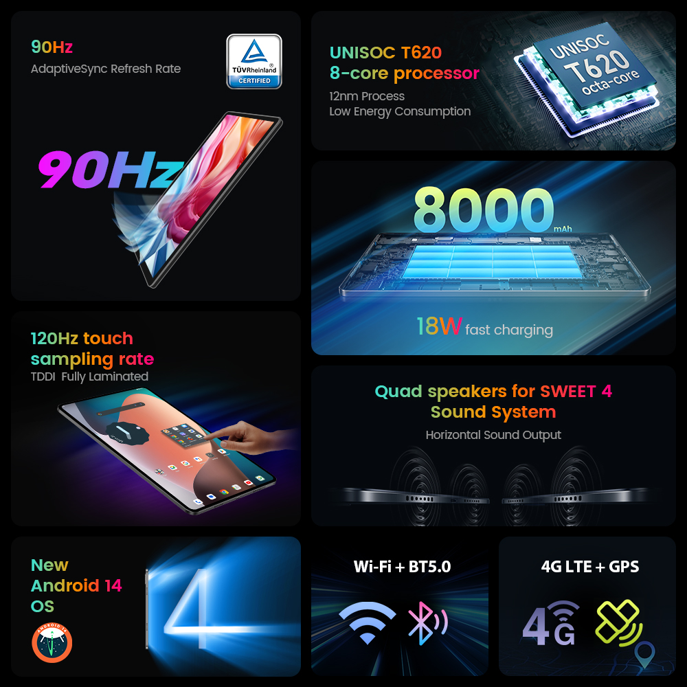 Teclast T60 12 inch 2K Tablet Android 14 8GB+12GB RAM 256GB ROM