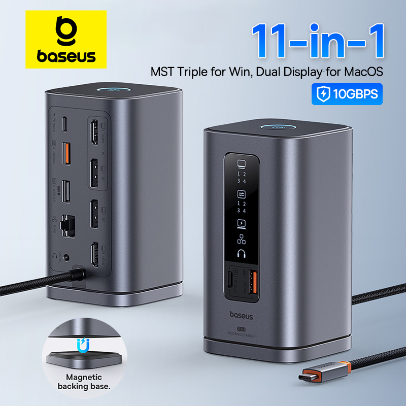 Baseus USB C Hub to DP 4K@60Hz HDMI DisplayPort 11-IN-1 Docking