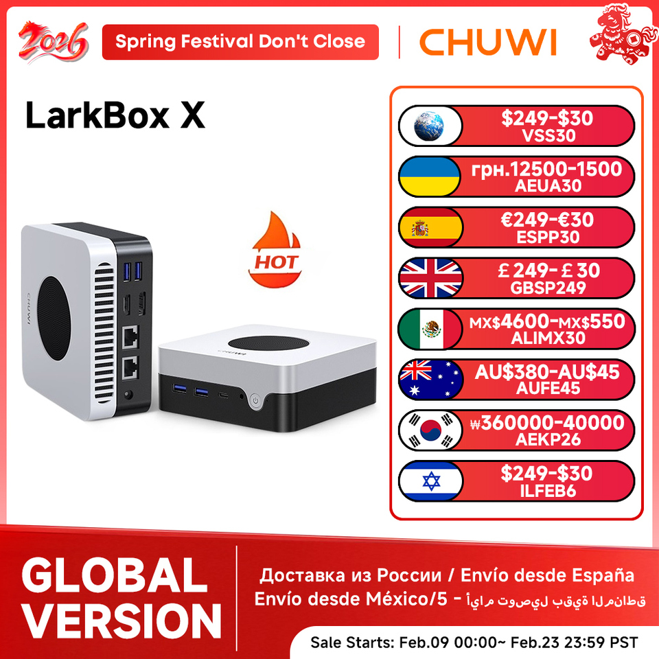 CHUWI LarkBox X Mini PC 8GB RAM 256GB SSD Intel i3-1220P UHD