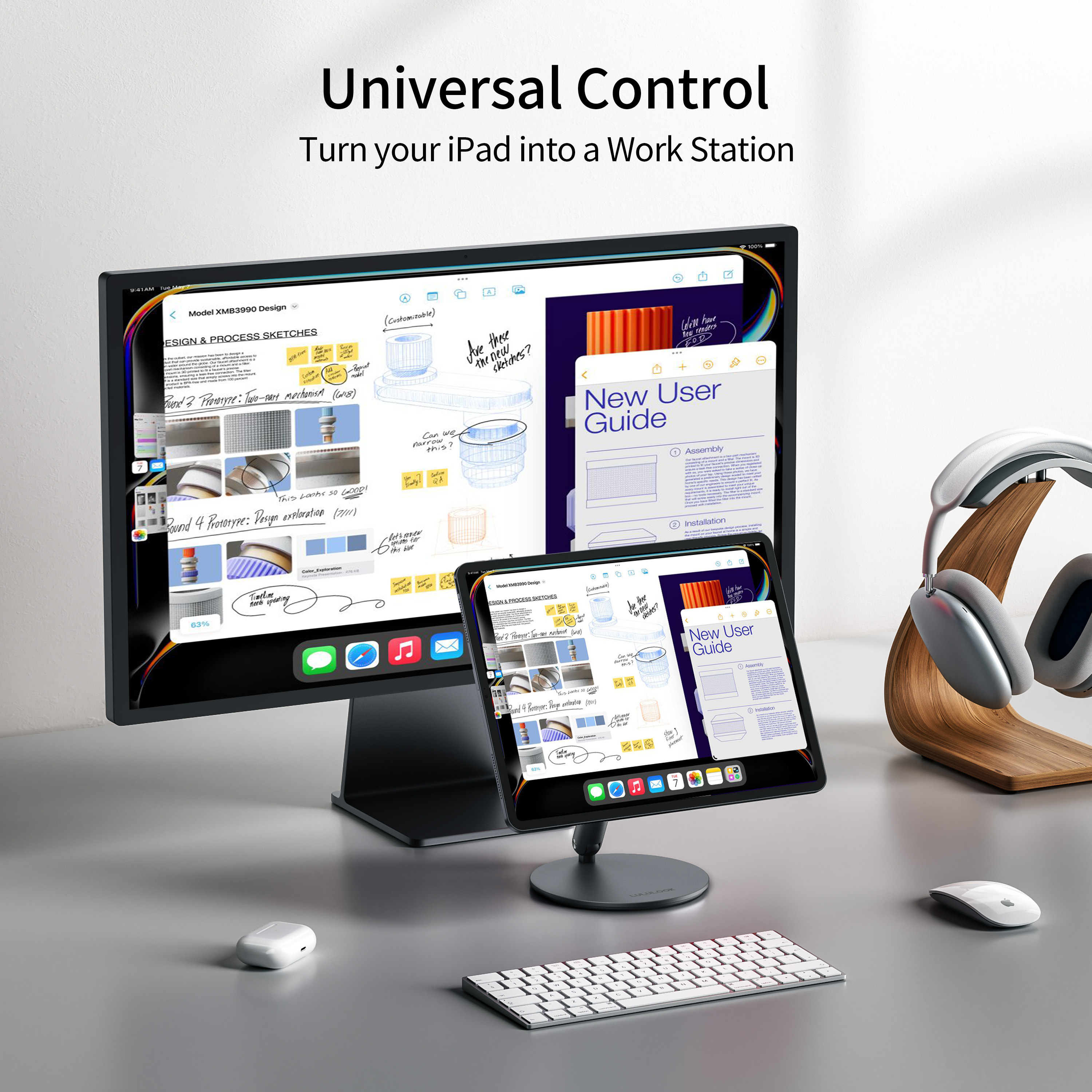 LULULOOK iPad Pro用マグネットスタンド、360度回転 ° iPad Pro 12.9