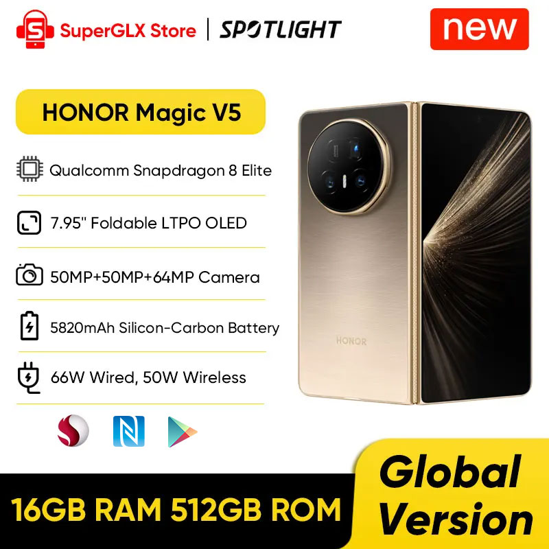 HONOR Magic V5 Global Version 5G Foldable Smartphone Snapdragon 8