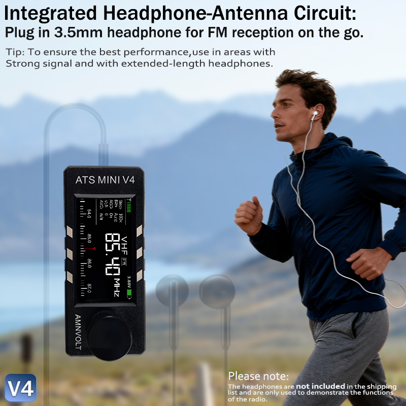 V4 AMNVOLT ATS ミニ SI4732 オールバンドレシーバー AM/FM/SSB/LSB