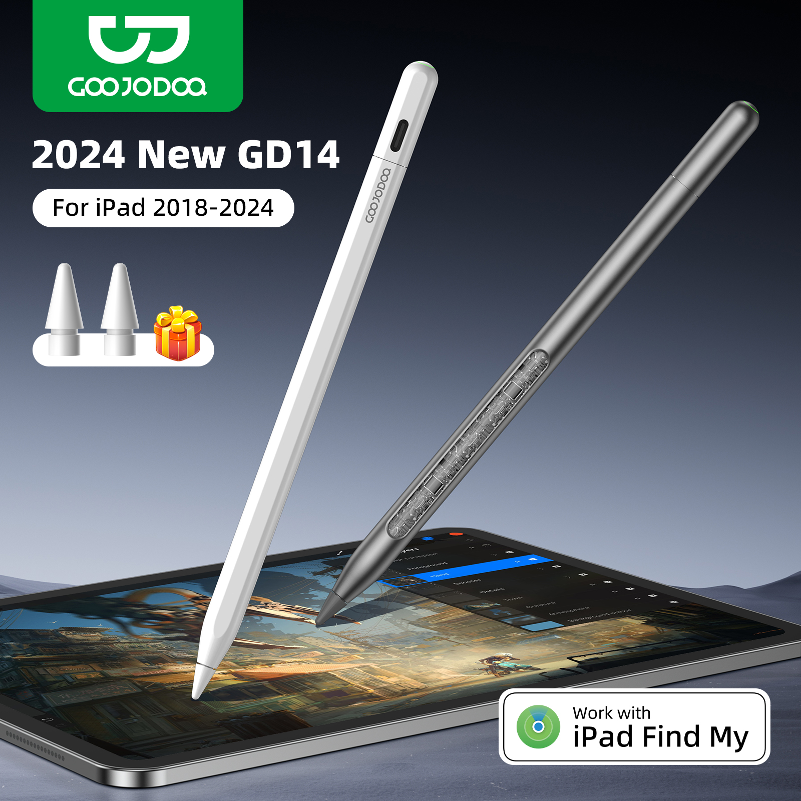 GOOJODOQ GD14 Stylus Pen For Apple Pencil 2 iPad Pencil with IPad