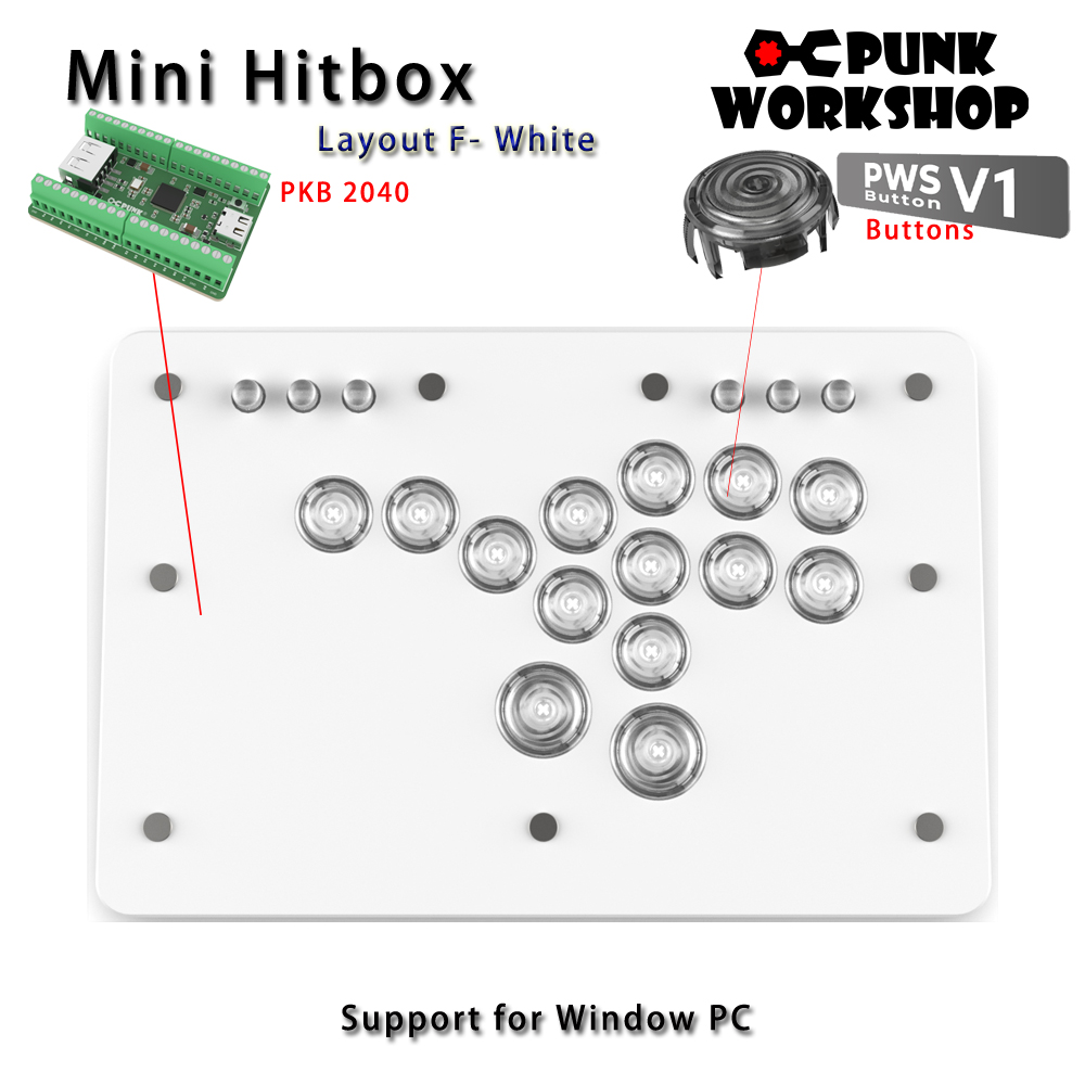 Punk Workshop Leverless Mini HitBox Layout D SOCD Fighting Stick