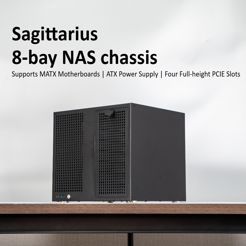 Sagittarius 8-bay NAS Case, Supports MATX Motherboards | ATX Power