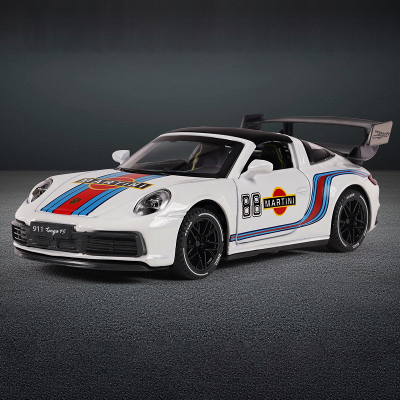 1:32 Porsche 911 Targa 4S Martini Racing Edition Sports Car Alloy