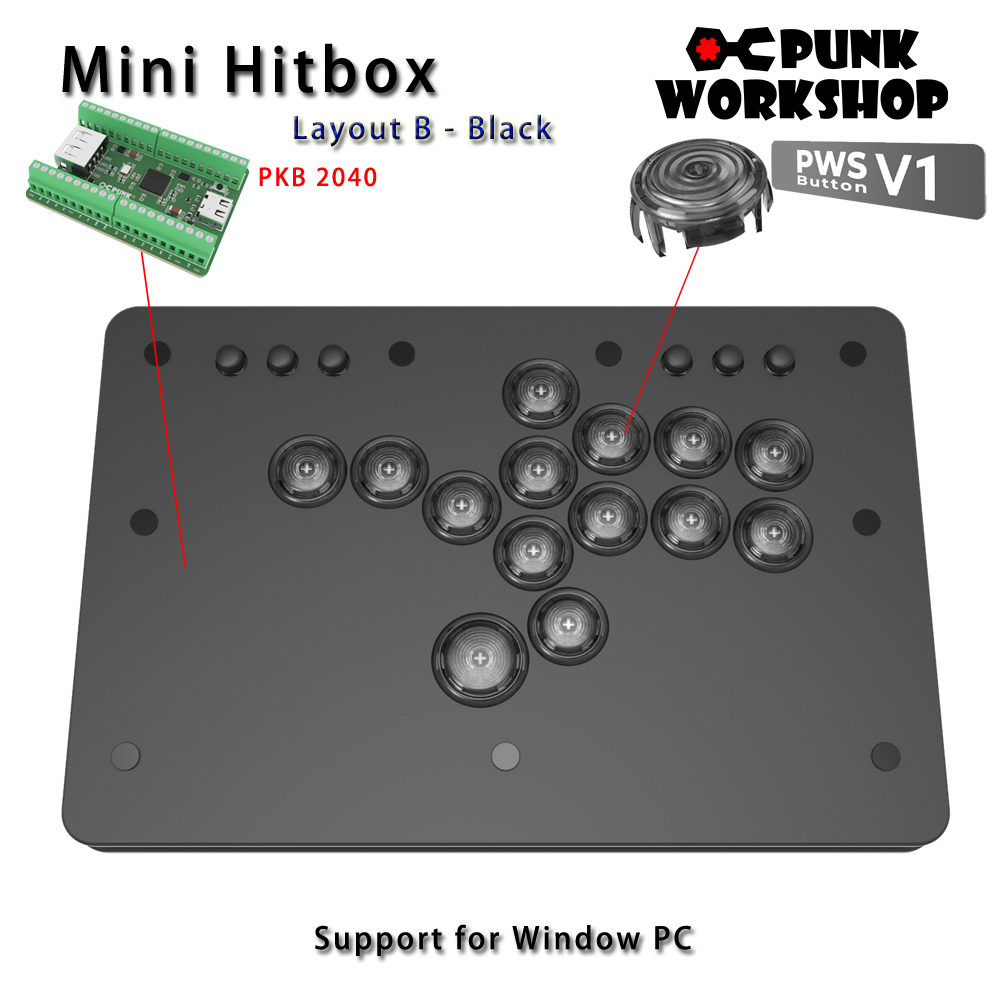 Punk Workshop Leverless Mini HitBox Layout D SOCD Fighting Stick