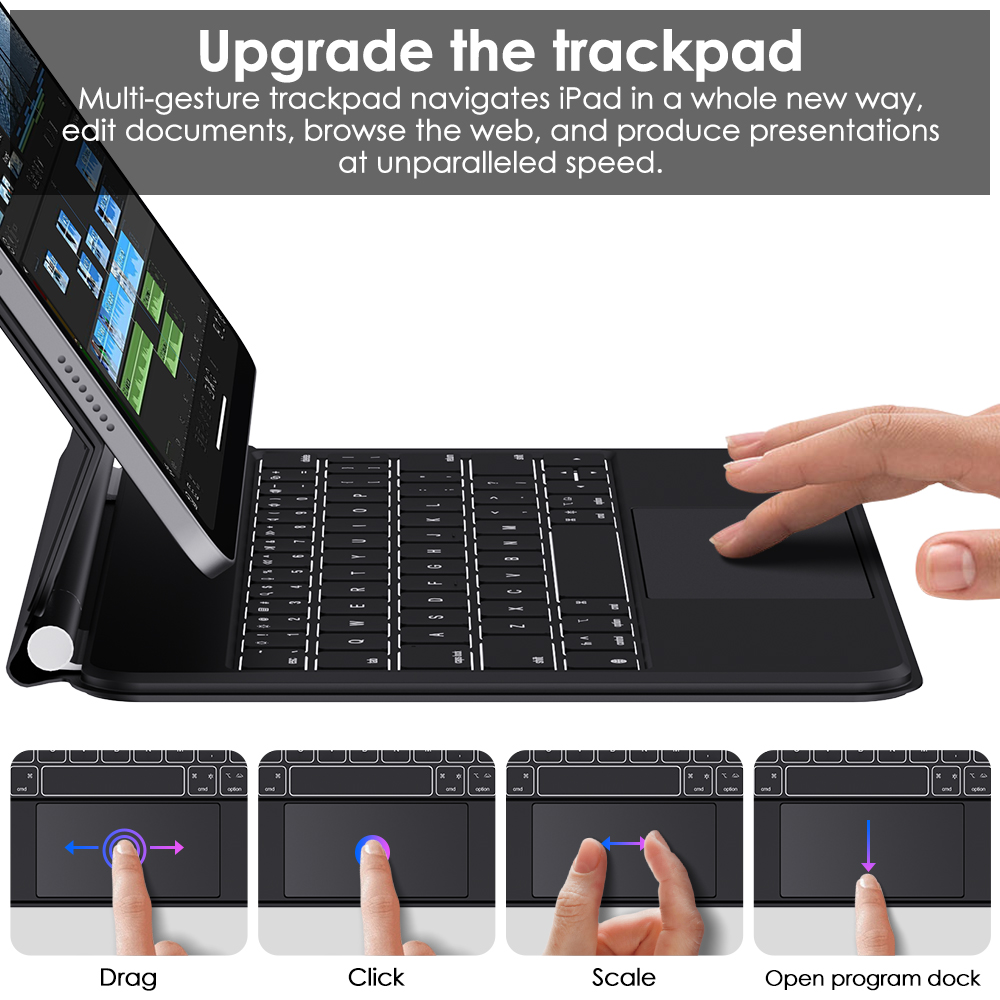 GOOJODOQ Magic Keyboard with LCD Display for iPad Pro 11/ Pro 12 9