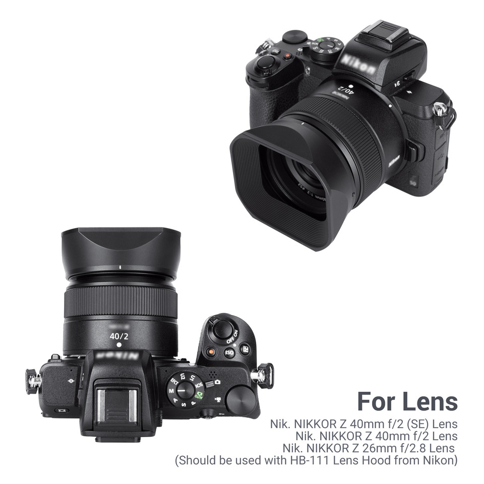 JJC スクエアレンズフード Nikon Z 40mm f/2 (SE) Nikon NIKKOR Z